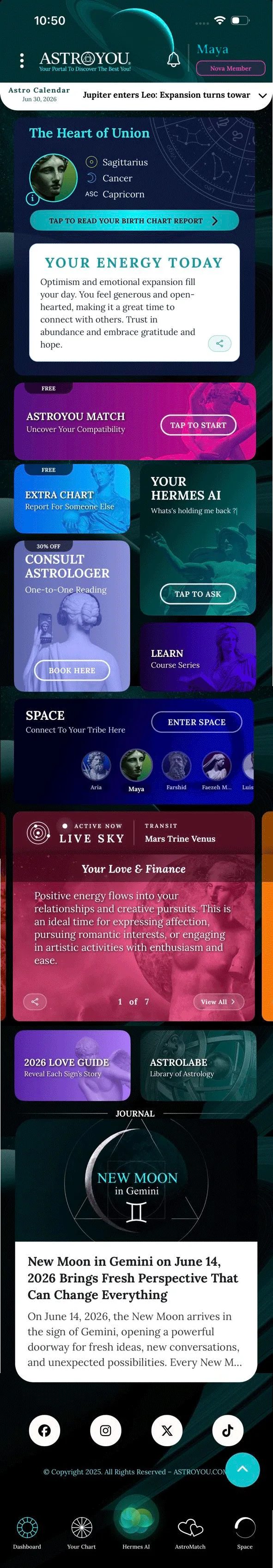 AstroYou app full scroll preview